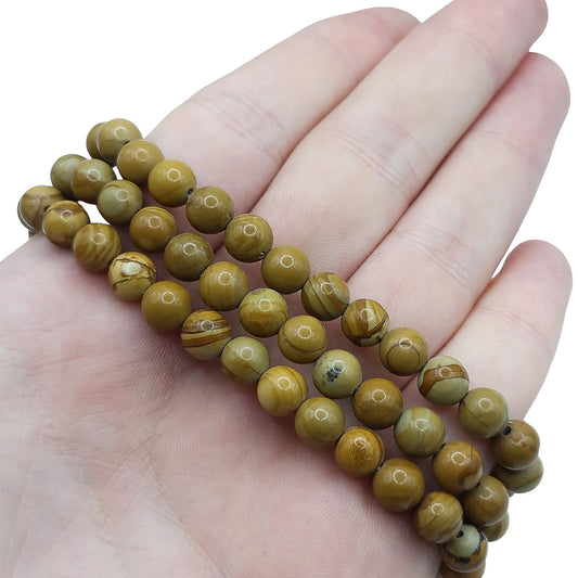 Bracelet Boule 06mm BOIS FOSSILE
