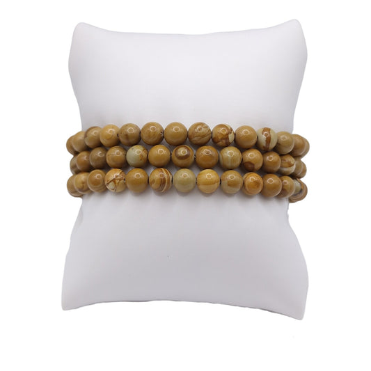 Bracelet Boule 06mm BOIS FOSSILE