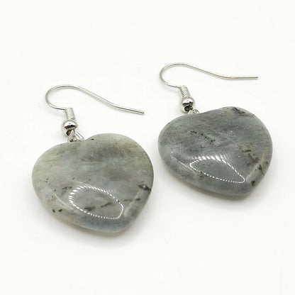 Boucles d'Oreilles Coeur LABRADORITE