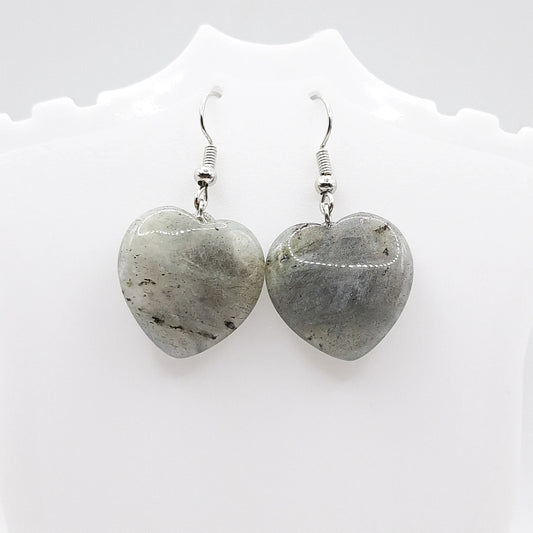 Boucles d'Oreilles Coeur LABRADORITE