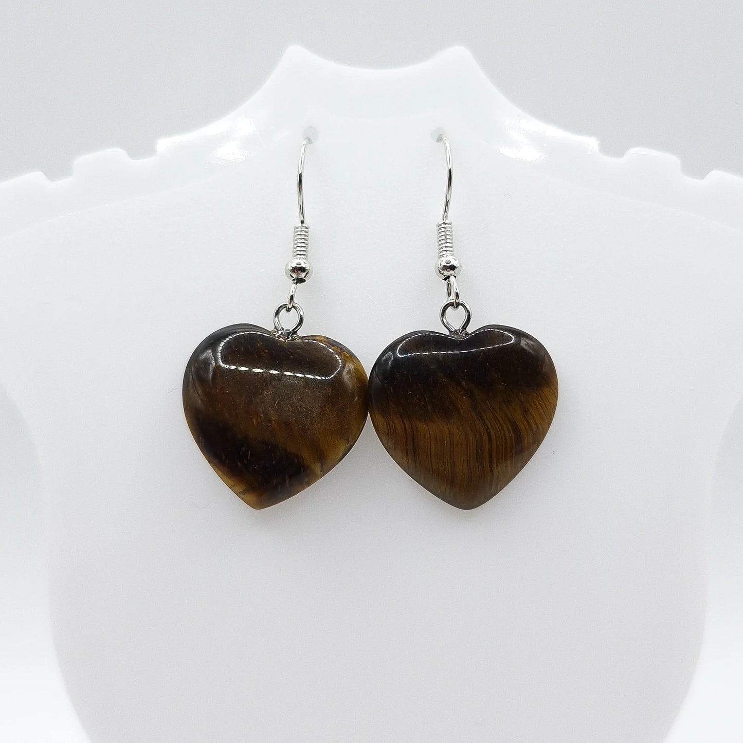Boucles d'Oreilles Coeur OEIL DE TIGRE
