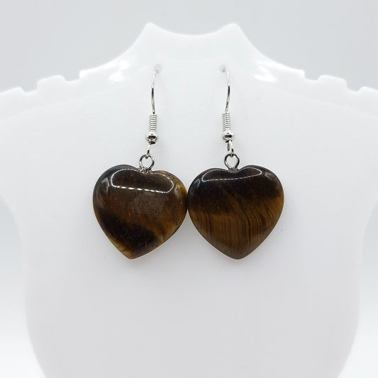Boucles d'Oreilles Coeur OEIL DE TIGRE