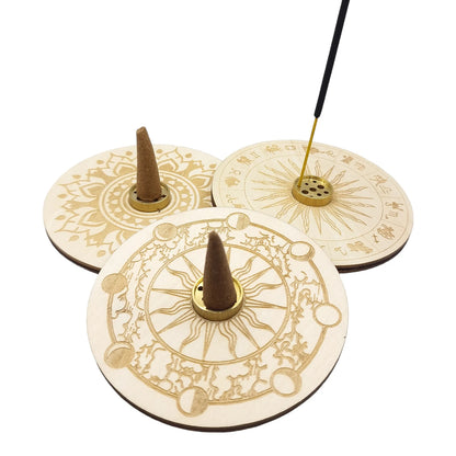 Porte Encens Bois Naturel MANDALA LUNES ASTRO