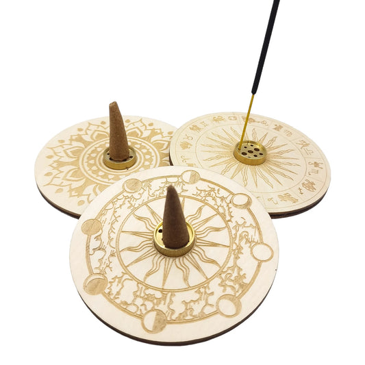Porte Encens Bois Naturel MANDALA LUNES ASTRO