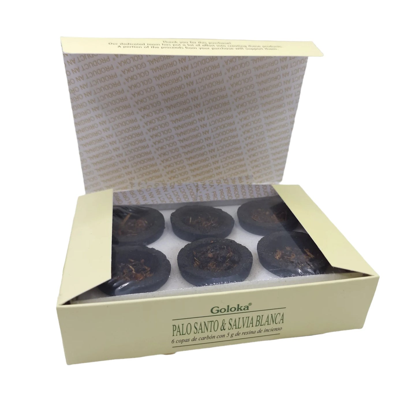 Encens Pastille Charbon avec Résine de PALO SANTO & SAUGE BLANCHE