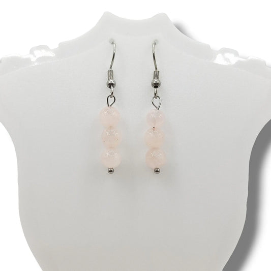 Boucles d'Oreilles Boule 06mm QUARTZ ROSE A