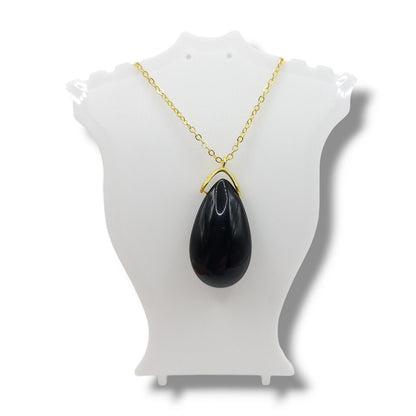 Collier Sautoir OBSIDIENNE NOIRE A