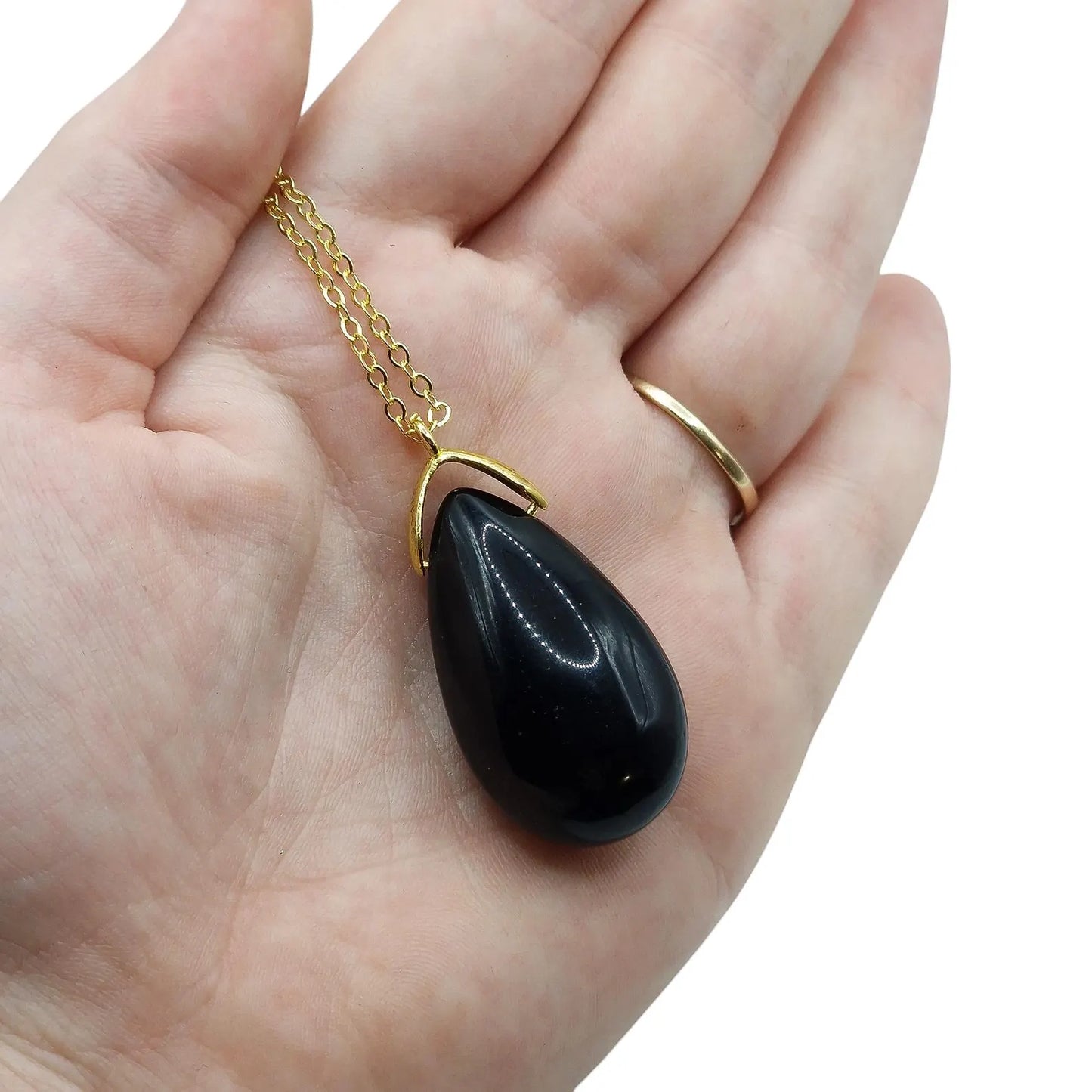 Collier Sautoir OBSIDIENNE NOIRE A