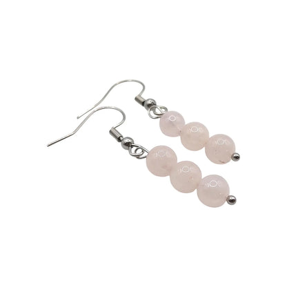 Boucles d'Oreilles Boule 06mm QUARTZ ROSE A