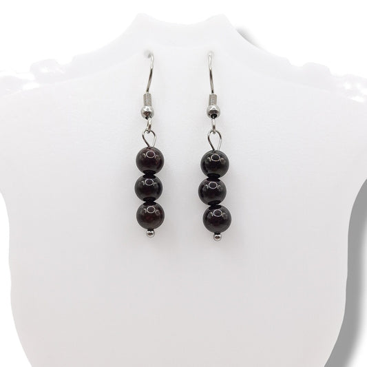 Boucles d'Oreilles Boule 06mm GRENAT ROUGE ALMANDIN AA
