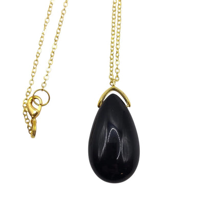 Collier Sautoir OBSIDIENNE NOIRE A