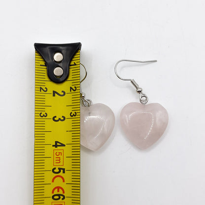 Boucles d'Oreilles Coeur QUARTZ ROSE