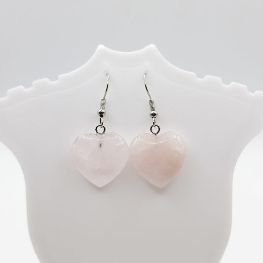 Boucles d'Oreilles Coeur QUARTZ ROSE