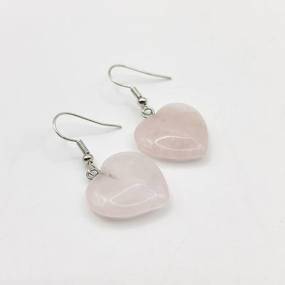 Boucles d'Oreilles Coeur QUARTZ ROSE